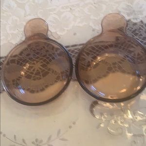 VINTAGE VISION CORNINGWARE 2 AMBER BOWLS PYREX GLASS COOKWARE